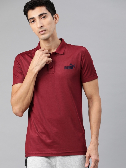 

Puma Men Maroon Solid Polo Collar T-shirt