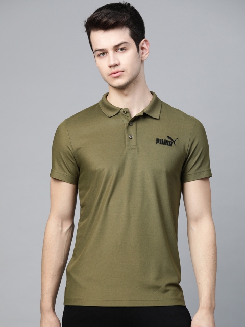 

Puma Men Olive Green Solid Pique Polo Collar T-shirt