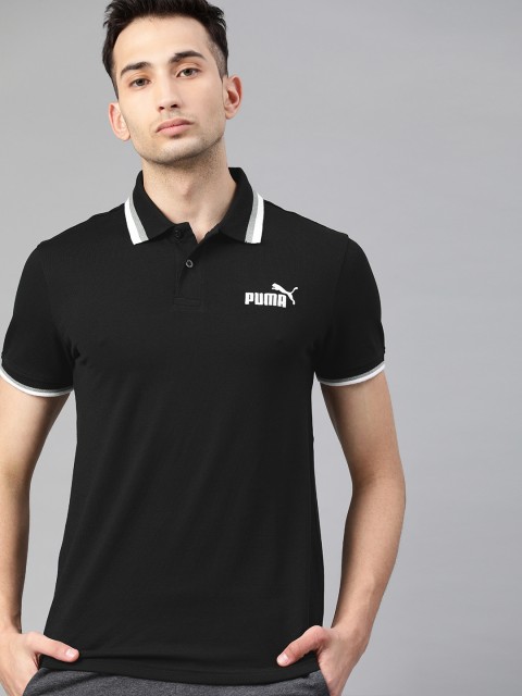 

Puma Men Black Solid Tipping Polo Collar T-shirt