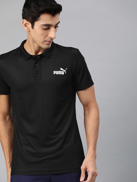 

Puma Men Black Solid Polo Collar T-shirt