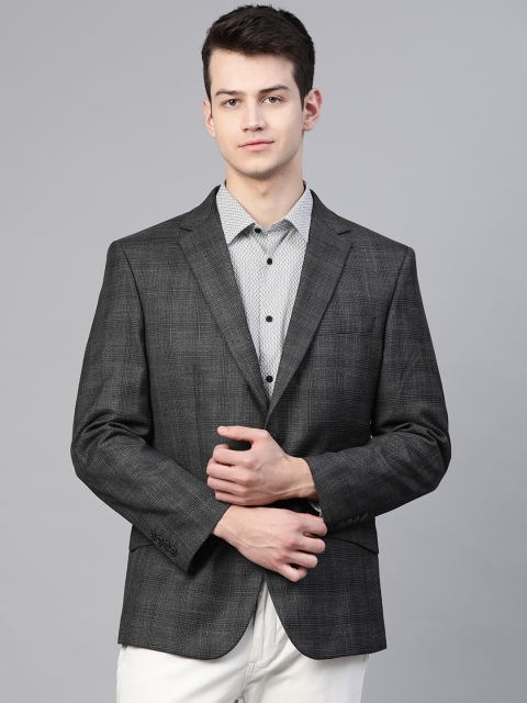 

Marks & Spencer Men Charcoal Grey Checked Regular Fit Single-Breasted Blazer