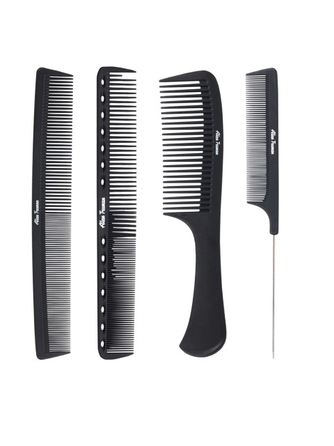 

Alan Truman Women Set of 4 Professional Carbon Combs, Black