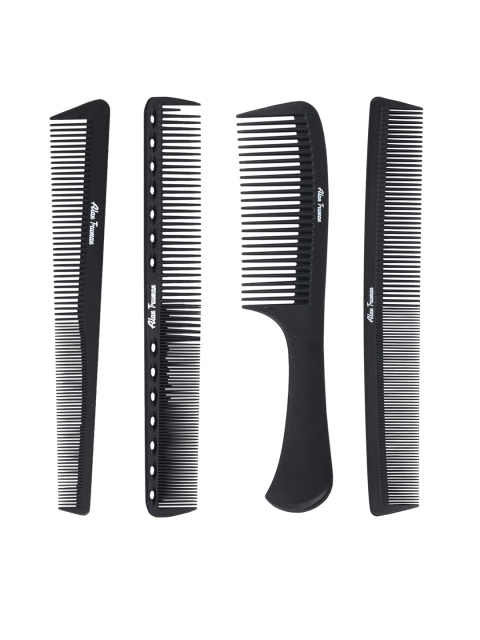 

Alan Truman Set of 4 Professional Carbon Combs, Black