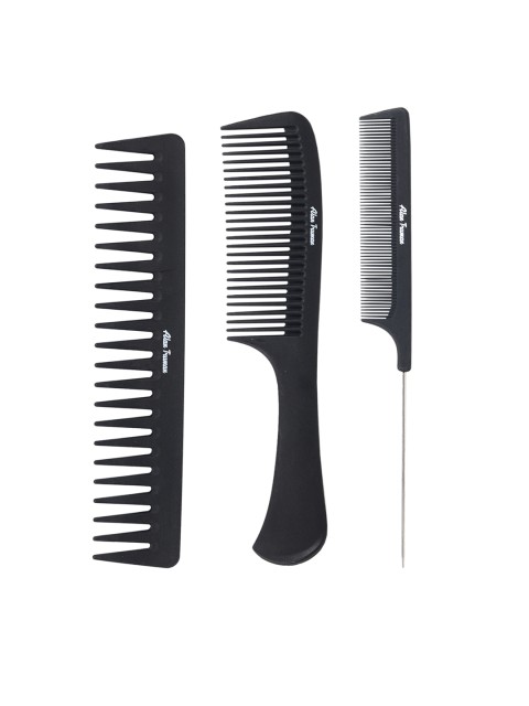 

Alan Truman Women Set of 3 Professional Carbon Combs, Black
