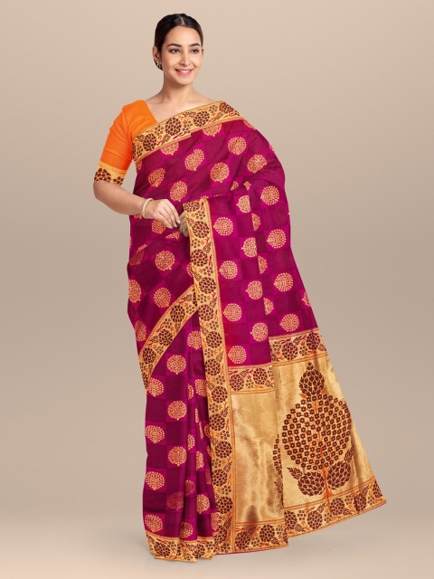 

KLM Fashion Mall Magenta & Beige Silk Blend Printed Saree