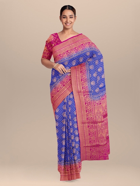 

KLM Fashion Mall Blue & Pink Silk Blend Woven Design Saree