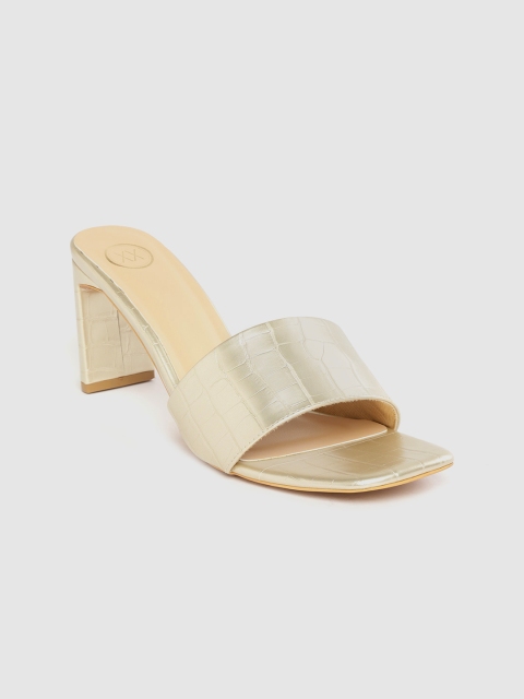 

20Dresses Women Gold-Toned Croc Textured Block Heels