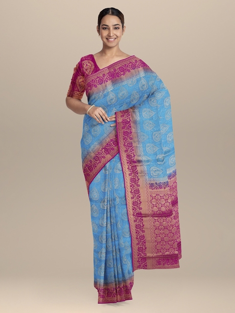 

KLM Fashion Mall Blue & Pink Silk Blend Woven Design Saree