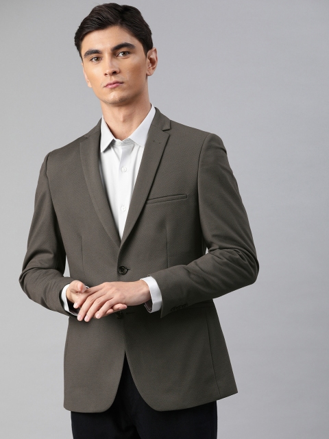 

Allen Solly Men Brown & White Self-Design Regular Fit Single-Breasted Formal Blazer
