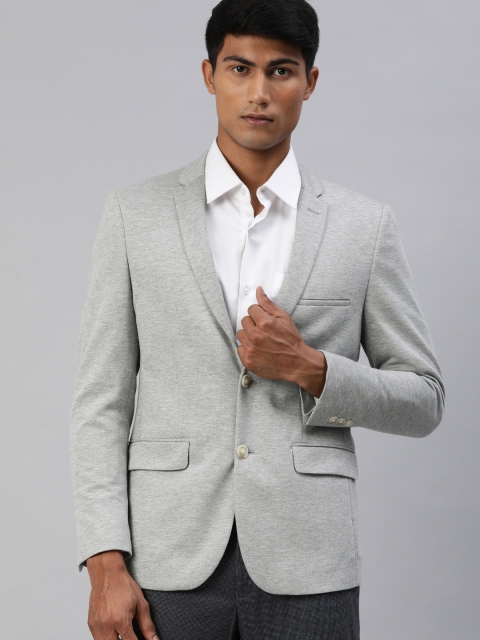 

Allen Solly Men Grey Melange Solid Jersey Fit Single-Breasted Formal Blazer
