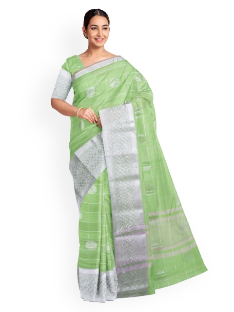 

KLM Fashion Mall Green Woven Design Silk Blend Saree