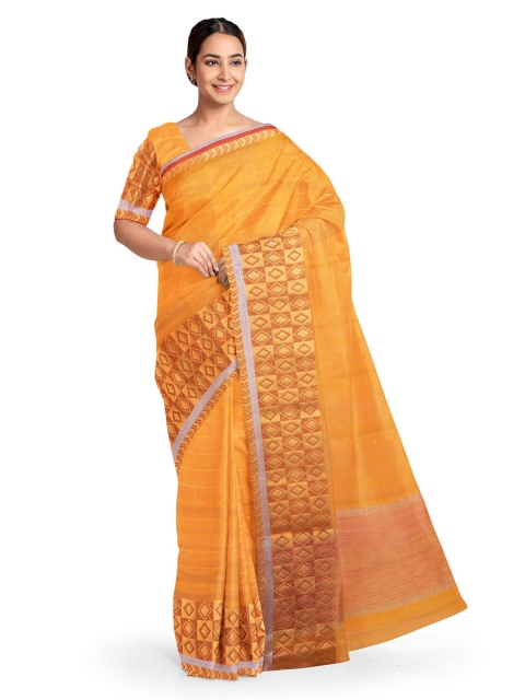 

KLM Fashion Mall Yellow Woven Design Silk Blend Saree