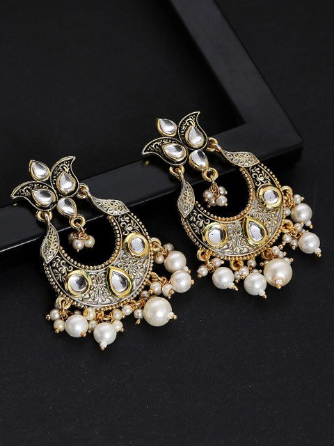 

OOMPH Gold-Plated & Black Kundan Classic Chandbalis