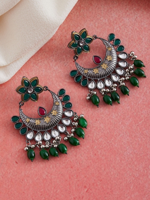 

GloBox By ZeroKaata Silver-Plated & Green Classic Chandbalis