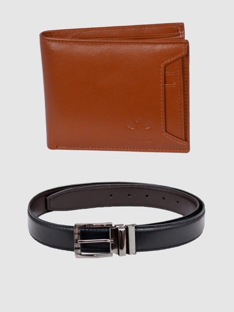 

Krosshorn Leatherite Belt & Wallet Gift Combo for Men, Tan