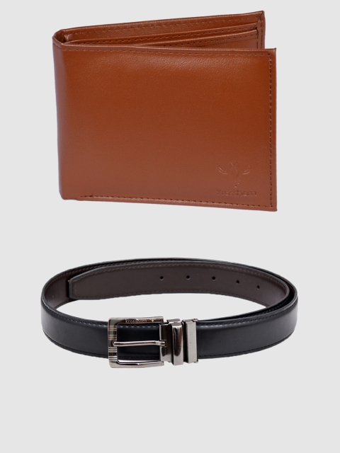 

Krosshorn Men Black & Brown RFID Protected Genuine Leather Wallet & Belt Gift Set