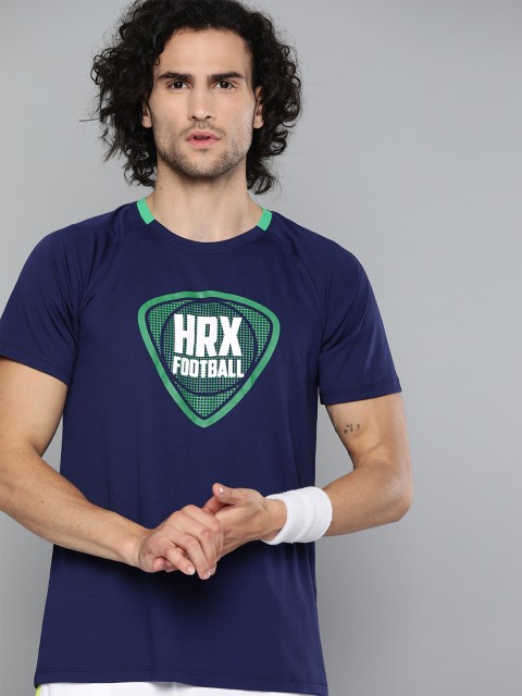 

HRX By Hrithik Roshan Men Medival Blue Graphic Rapid-Dry Football Tshirt, Navy blue