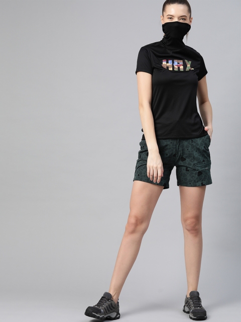

HRX By Hrithik Roshan Women Jet Black Solid Convertable Neck Rapid-Dry Outdoor Tshirt