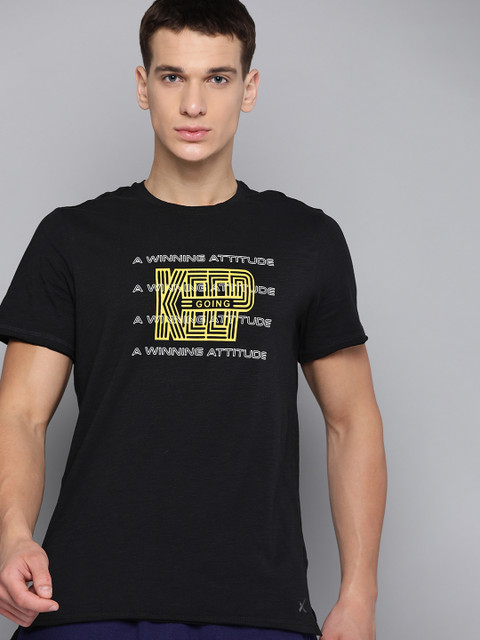 

HRX By Hrithik Roshan Men Jet Black Typographic Bio-Wash Lifestyle Tshirt