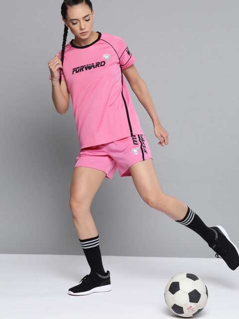 

HRX By Hrithik Roshan Women Phlox Pink Typographic Rapid-Dry Anti-Static Antimicrobial Football Tshirt