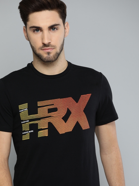 

HRX By Hrithik Roshan Men Jet Black Solid Bio-Wash Lifestyle T-shirt