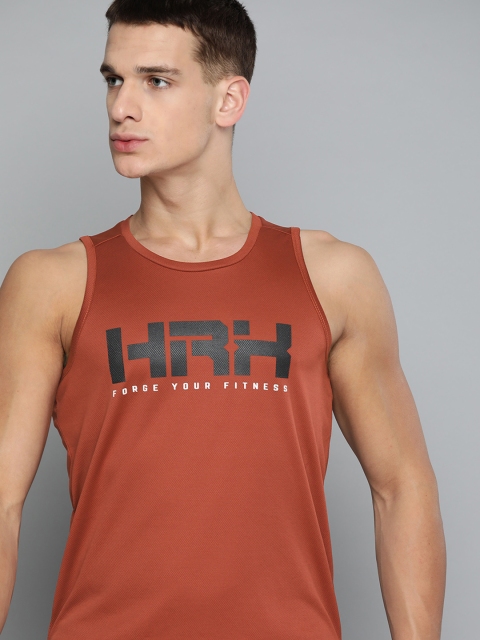

HRX By Hrithik Roshan Men Intense Red Typographic Rapid-Dry Antimicrobial Training Tshirt, Rust