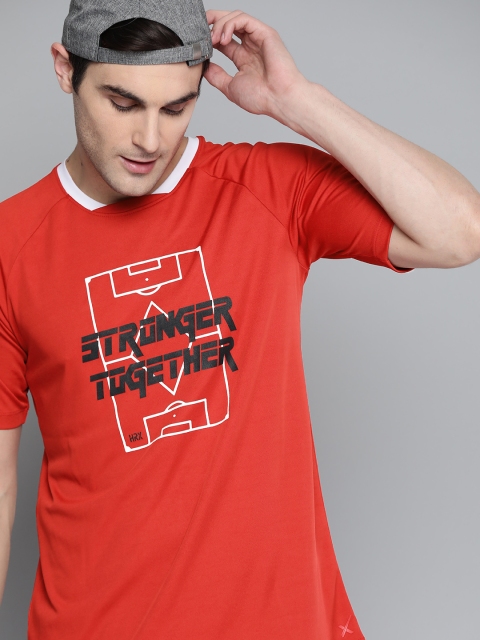 

HRX By Hrithik Roshan Men High Risk Red Typographic Rapid-Dry Football Tshirt