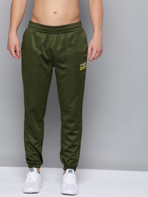 

HRX By Hrithik Roshan Men Kombu Green Typographic Regular Fit Rapid-Dry Antimicrobial Training Joggers, Olive