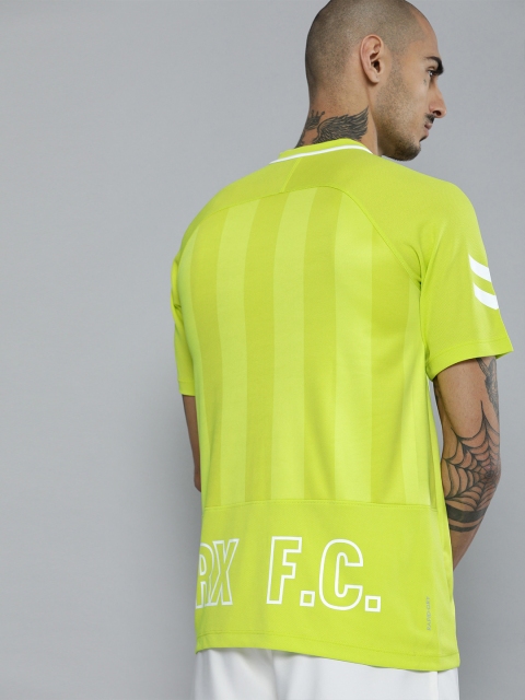 

HRX By Hrithik Roshan Men Lime Green Striped AOP Rapid-Dry Football Tshirt