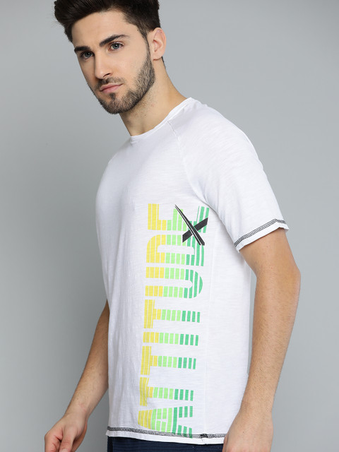 

HRX By Hrithik Roshan Men Optic White Typographic Bio-Wash Lifestyle Pure Cotton T-shirt