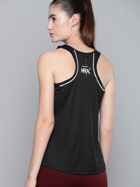 

HRX By Hrithik Roshan Women Jet Black Solid Rapid-Dry Antimicrobial Running Tshirt