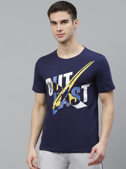 

HRX By Hrithik Roshan Men Medival Blue Typographic Bio-Wash Lifestyle T-shirt, Navy blue