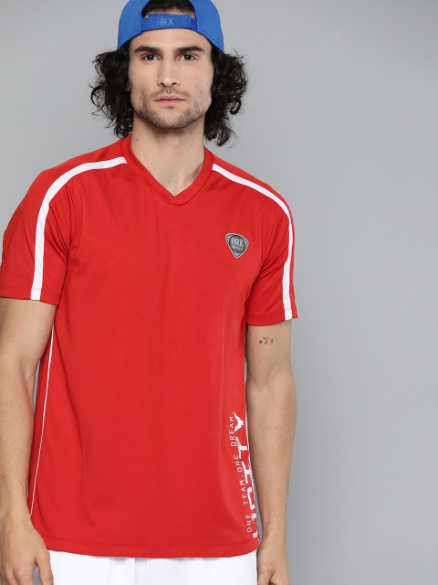 

HRX By Hrithik Roshan Men High Risk Red Typographic Rapid-Dry Football Tshirt