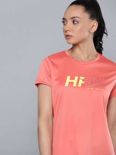 

HRX By Hrithik Roshan Women Dessert Rose Solid Rapid-Dry Antimicrobial Training Tshirt, Pink