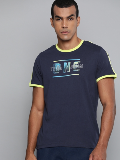 

HRX By Hrithik Roshan Men Medival Blue Typographic Bio-Wash Lifestyle Tshirt, Navy blue