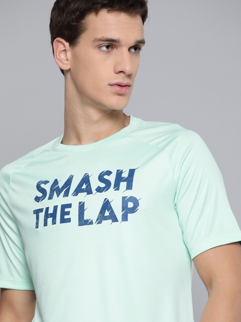 

HRX By Hrithik Roshan Men Tranquility Blue Typographic Rapid-Dry Antimicrobial Running Tshirt, Sea green