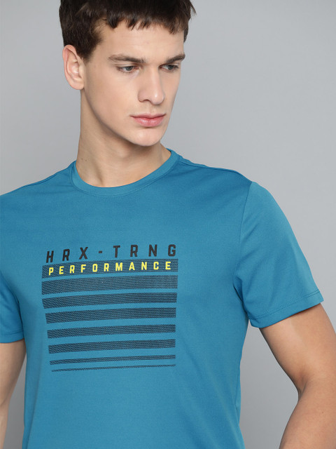 

HRX By Hrithik Roshan Men Blue Beast Typographic Rapid-Dry Antimicrobial Training Tshirt