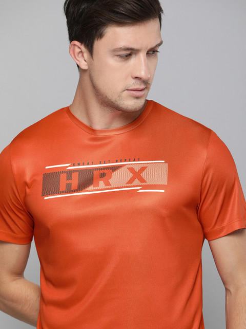

HRX By Hrithik Roshan Men Marmalade Typographic Rapid-Dry Antimicrobial Training Tshirt, Rust
