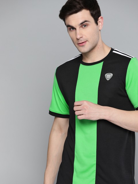 

HRX By Hrithik Roshan Men Black Colourblock Rapid-Dry Football Tshirt
