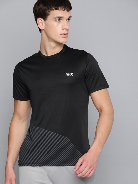 

HRX By Hrithik Roshan Men Jet Black Solid Rapid-Dry Antimicrobial Running Tshirt