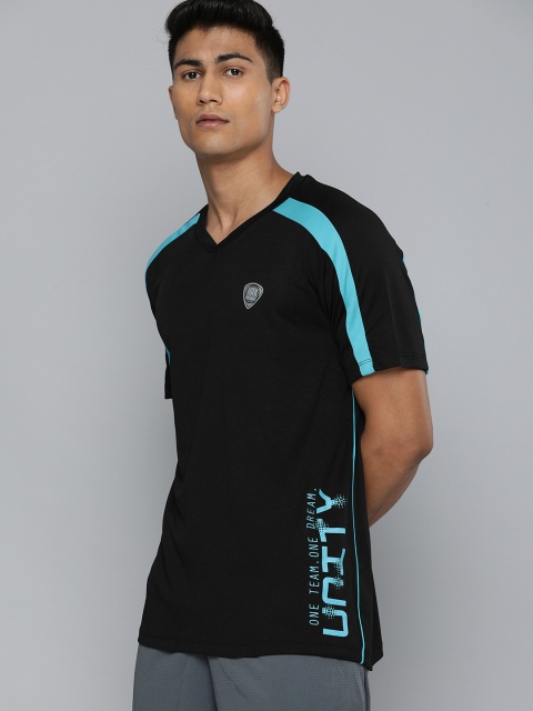

HRX By Hrithik Roshan Men Black Typographic Rapid-Dry Football Tshirt