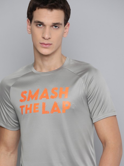 

HRX By Hrithik Roshan Men Wet Weather Typographic Rapid-Dry Antimicrobial Running Tshirt, Grey