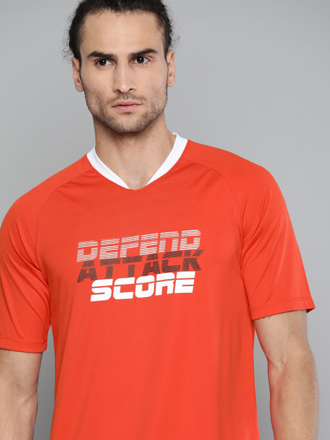 

HRX By Hrithik Roshan Men High Risk Red Typographic Rapid-Dry Football Tshirt