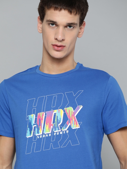 

HRX By Hrithik Roshan Men Strong Blue Camouflage Lifestyle Tshirt