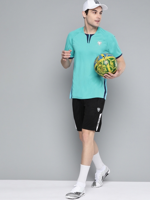 

HRX By Hrithik Roshan Men Blue Colourblock Rapid-Dry Football Tshirt