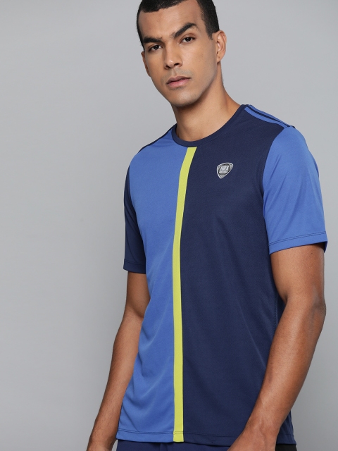 

HRX By Hrithik Roshan Men Blue Colourblock Rapid-Dry Football Tshirt