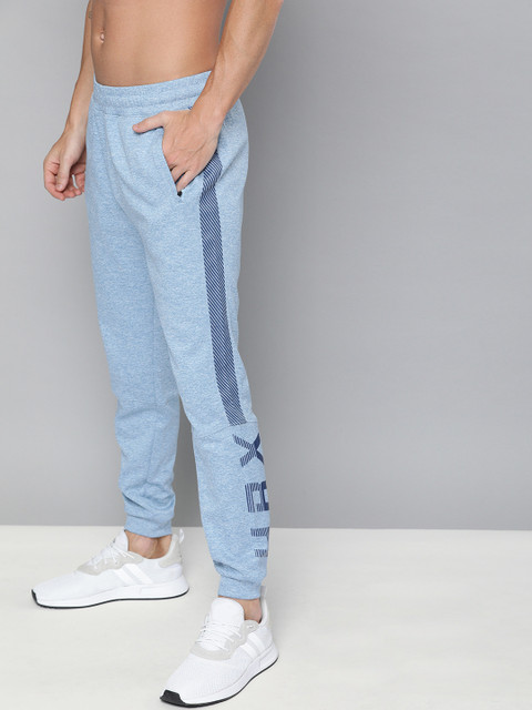 

HRX By Hrithik Roshan Men Blue Melange Typographic Slim Fit Melange Antimicrobial Running Joggers