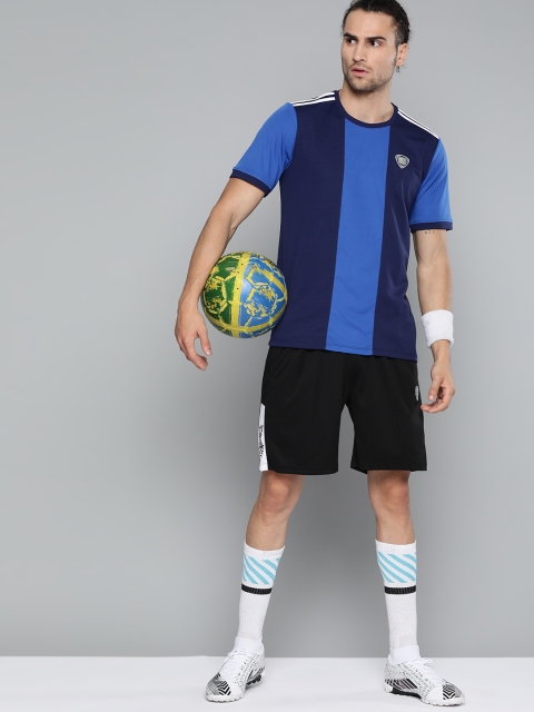 

HRX By Hrithik Roshan Men Blue Colourblock Rapid-Dry Football Tshirt