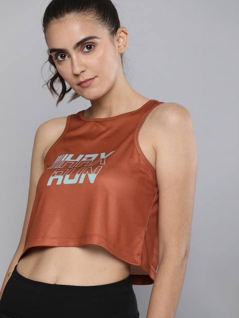 

HRX By Hrithik Roshan Women Soap Nut Printed Rapid-Dry Antimicrobial Running Tshirt, Brown