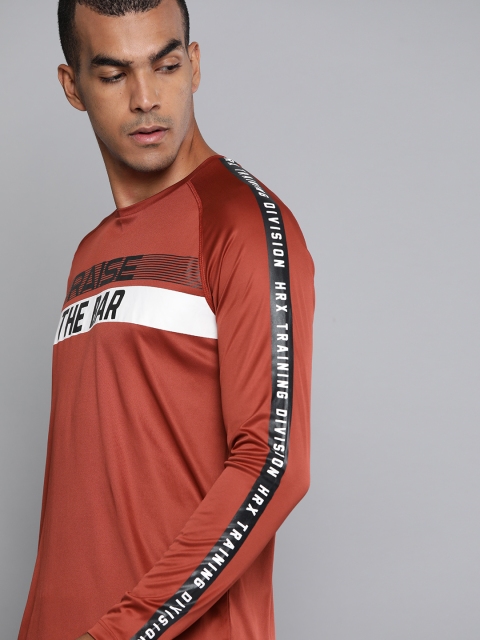 

HRX By Hrithik Roshan Men Intense Red Typographic Rapid-Dry Antimicrobial Training Tshirt, Rust